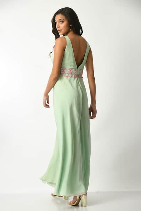 Salt And Spring Floral Embroidery Flared Jumpsuit 