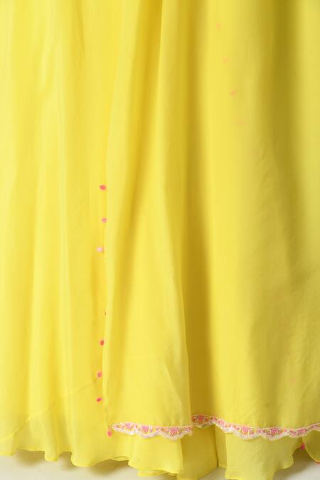 Buy_Salt And Spring_Yellow Crepe, Polyester Sequins, Embroidery Embellished Blouse Lehenga Set _Online_at_Aza_Fashions