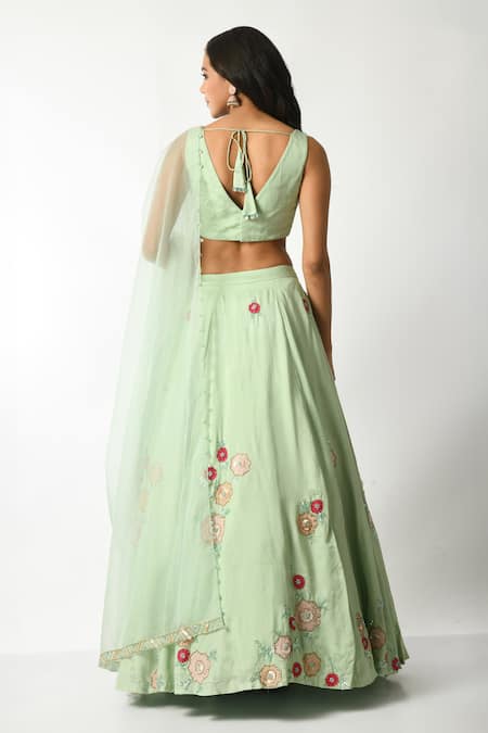 Salt And Spring Hand Embroidered Lehenga Set 