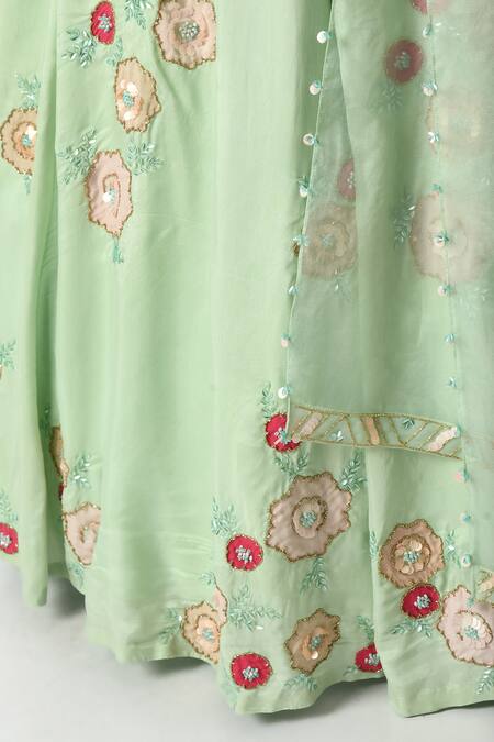 Buy Salt And Spring Green Polyester, , Organza Embroidery, Sequins Square Hand Lehenga Set Online at Aza Fashions Buy_Salt And Spring_Green Polyester, , Organza Embroidery, Sequins Square Hand Lehenga Set _Online_at_Aza_Fashions