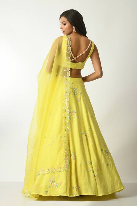 Salt And Spring Floral Hand Embroidered Lehenga Set 