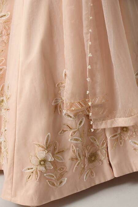 Shop Salt And Spring Gold Organza, Polyester Sequins, Embroidery, Floral Applique Pink Lehenga Set Online at Aza Fashions Shop_Salt And Spring_Gold Organza, Polyester Sequins, Embroidery, Floral Applique Pink Lehenga Set _Online_at_Aza_Fashions