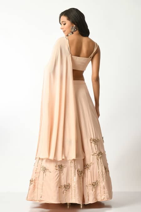 Salt And Spring 3D Embroidered Lehenga With Draped Blouse 