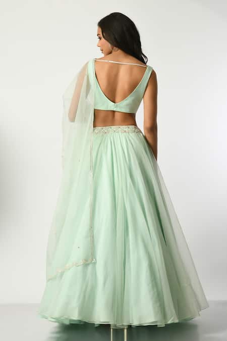 Salt And Spring Geometric Embellished Blouse Lehenga Set 