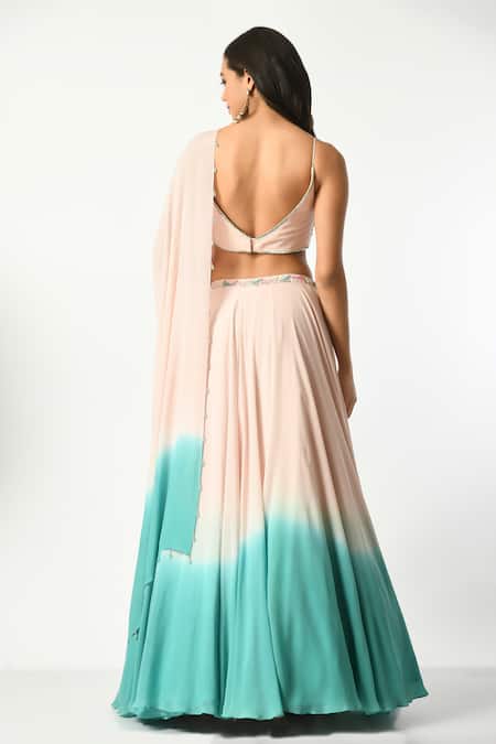 Salt And Spring Ombre Lehenga & Hand Embellished Blouse Set 