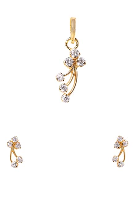 Shop Sica Jewellery White Crystals Stone Studded Floral Drop Pendant Set at Aza Fashions Shop_Sica Jewellery_White Crystals Stone Studded Floral Drop Pendant Set _at_Aza_Fashions