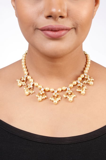 Sica Jewellery Polki Studded Floral Necklace 