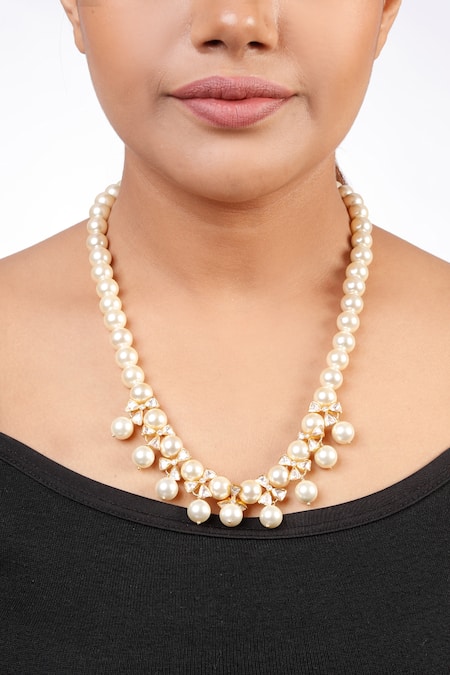 Sica Jewellery Moissanite Polki Floral Necklace 
