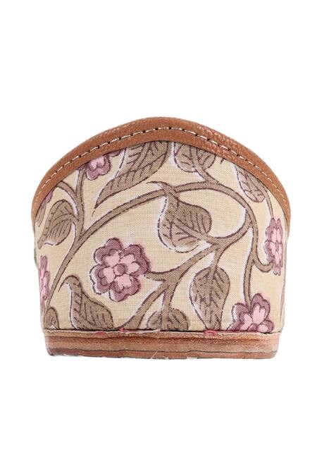 Buy_Imlee Jaipur_Yellow Embroidered Dahlia Block Print Juttis _Online_at_Aza_Fashions