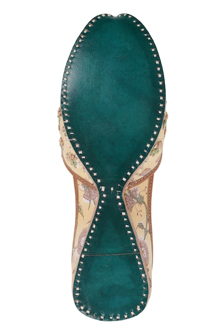 Imlee Jaipur_Yellow Embroidered Primrose Block Print Juttis _at_Aza_Fashions