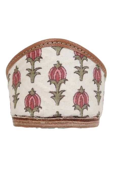 Shop_Imlee Jaipur_Off White Embroidered Foxglove Block Print Juttis _Online_at_Aza_Fashions