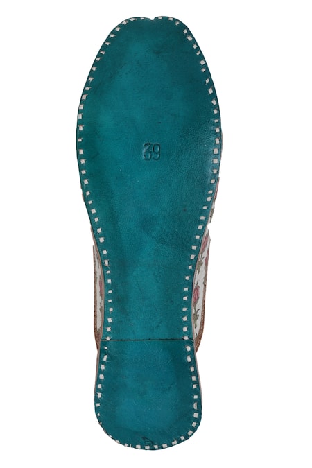 Shop_Imlee Jaipur_Off White Embroidered Foxglove Print Open Back Juttis _Online_at_Aza_Fashions