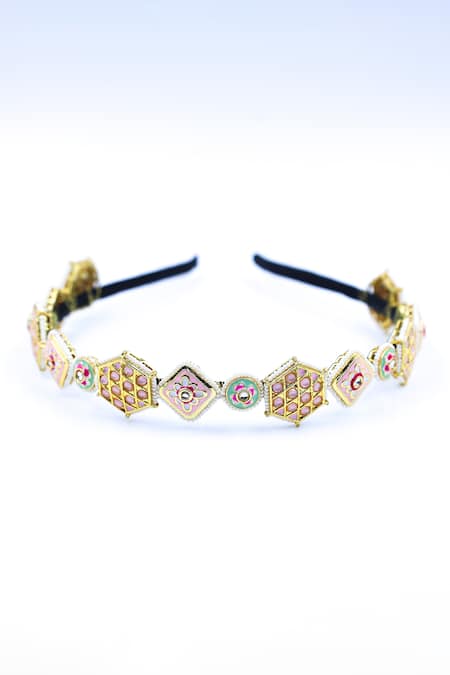 Foot Fuel Multi Color Crystals, Beads Flower Geometric Embellished Hairband Online at Aza Fashions Foot Fuel_Multi Color Crystals, Beads Flower Geometric Embellished Hairband _Online_at_Aza_Fashions