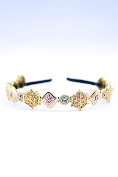 Buy Foot Fuel Multi Color Crystals, Beads Flower Geometric Embellished Hairband Online at Aza Fashions Buy_Foot Fuel_Multi Color Crystals, Beads Flower Geometric Embellished Hairband _Online_at_Aza_Fashions