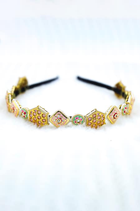 Foot Fuel Multi Color Crystals, Beads Flower Geometric Embellished Hairband at Aza Fashions Foot Fuel_Multi Color Crystals, Beads Flower Geometric Embellished Hairband _at_Aza_Fashions