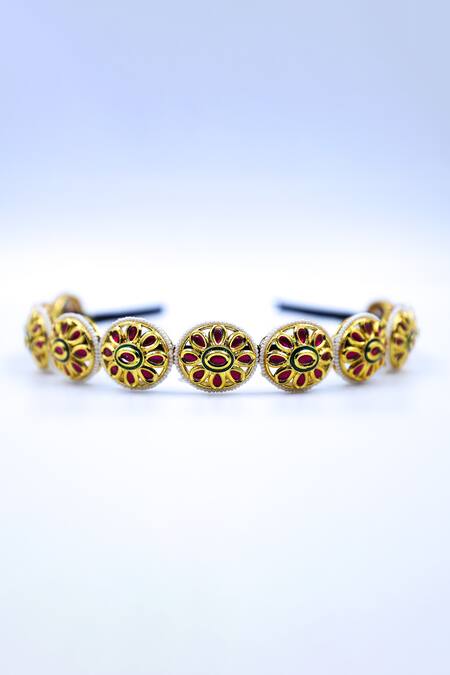 Foot Fuel Gold Crystals, Beads Floral Embellished Hairband Online at Aza Fashions Foot Fuel_Gold Crystals, Beads Floral Embellished Hairband _Online_at_Aza_Fashions