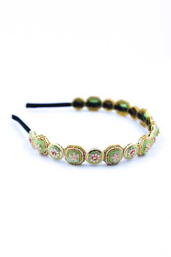 Buy_Foot Fuel_Gold Beads, Crystals Studded Brooch Hairband _Online_at_Aza_Fashions