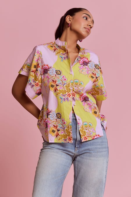 NOIB Margot Floral Vine Print Shirt 