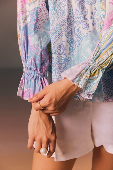 NOIB_Multi Color Cotton Collared Aria Paisley Print Shirt _Online_at_Aza_Fashions