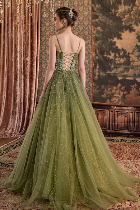 Cedar & Pine Rosettes Symphony Embroidered Gown 