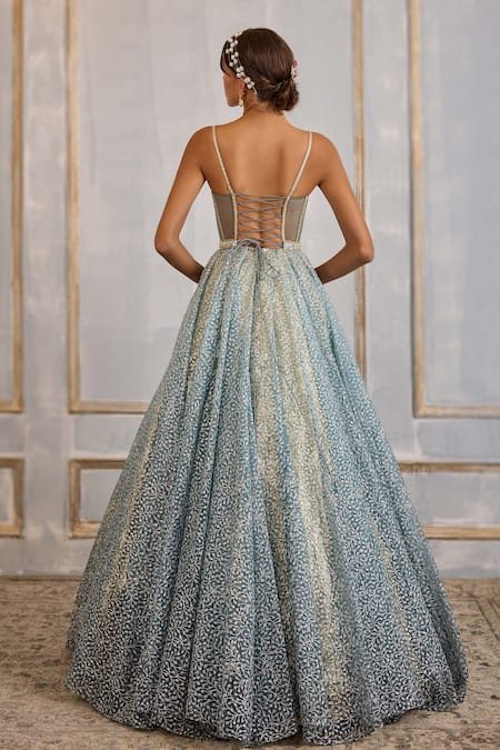 Cedar & Pine Snowfall Embroidered Corset Gown 