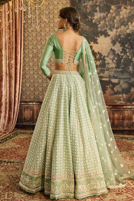 Cedar & Pine Geometric Embroidered Lehenga Set 