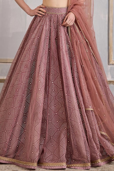 Cedar & Pine Pink Organza, Tulle Crystals, Sequins, Embroidery Diamond Print Lehenga Set Online at Aza Fashions Cedar & Pine_Pink Organza, Tulle Crystals, Sequins, Embroidery Diamond Print Lehenga Set _Online_at_Aza_Fashions