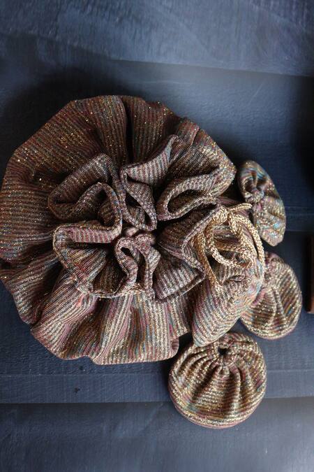 Soho Boho Studio By Aarti Thakur_Gold Cutdana Shimmer Embroidered Potli _Online_at_Aza_Fashions