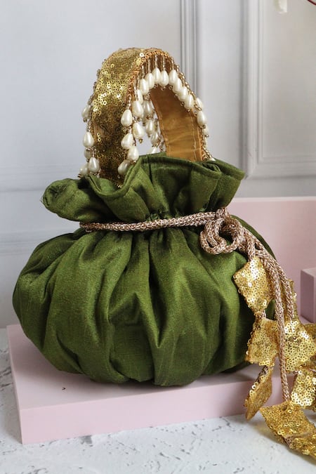 Soho Boho Studio By Aarti Thakur Silk Bead Embellished Potli 