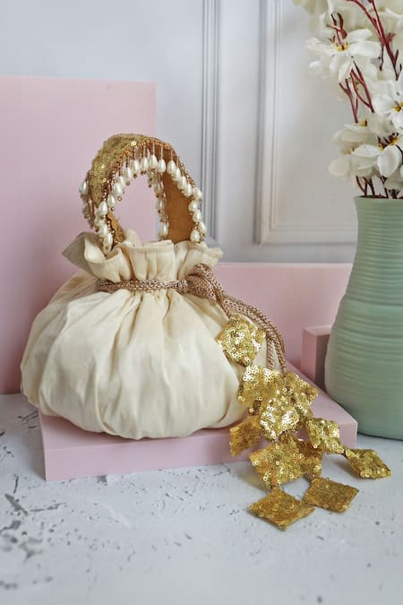 Soho Boho Studio By Aarti Thakur Silk Cutdana Tassel Embellished Potli 