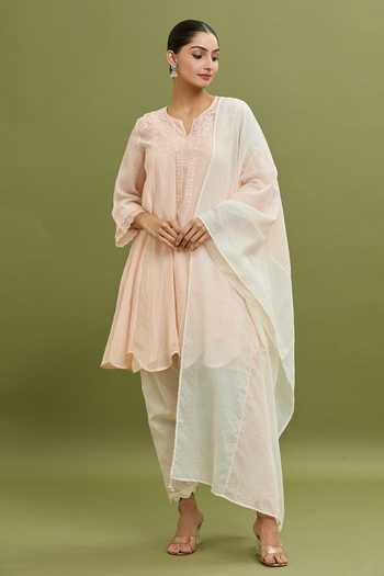 Mehandhi yellow designer chikankari embroidered pure mul cotton unstitched salwar material(lining needed)self embroidered cotton bottom, embroidered pure mul cotton dupatta. CODE MY250514 main image 1