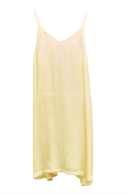 Buy_Jyoti Bansal_Yellow Kota Doria Embroidery Collared Floral Pintuck Dress