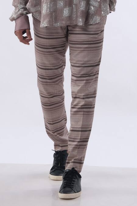 Buy Kommal Sood Brown Georgette And Cotton Embroidery Sequins Work Shirt With Trouser Online at Aza Fashions Buy_Kommal Sood_Brown Georgette And Cotton Embroidery Sequins Work Shirt With Trouser _Online_at_Aza_Fashions