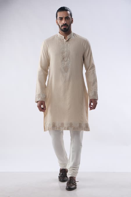 Kommal Sood Resham Embroidered Placket Kurta With Churidar