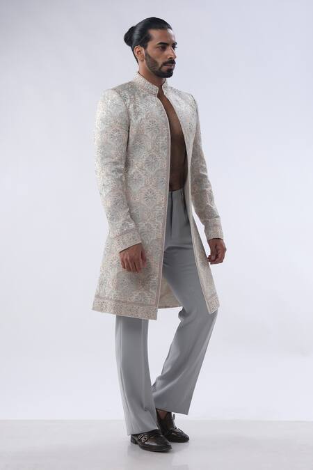 Kommal Sood Off White Silk And Embroidery Dori Sherwani With Trouser at Aza Fashions Kommal Sood_Off White Silk And Embroidery Dori Sherwani With Trouser _at_Aza_Fashions