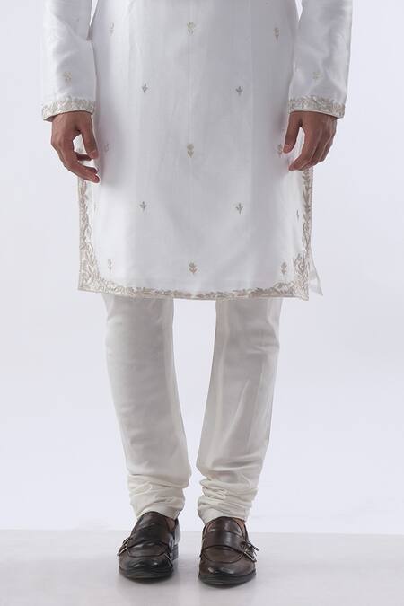 Shop Kommal Sood Off White Cotton, Silk Diamonds, Embroidery Dori Kurta With Churidar Online at Aza Fashions Shop_Kommal Sood_Off White Cotton, Silk Diamonds, Embroidery Dori Kurta With Churidar _Online_at_Aza_Fashions