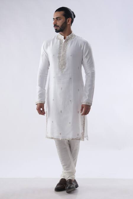 Kommal Sood Off White Cotton, Silk Diamonds, Embroidery Dori Kurta With Churidar at Aza Fashions Kommal Sood_Off White Cotton, Silk Diamonds, Embroidery Dori Kurta With Churidar _at_Aza_Fashions