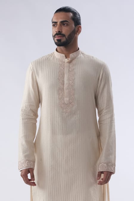 Kommal Sood Peach Cotton, Silk Sequins Floral Embroidered Placket Kurta With Churidar Online at Aza Fashions Kommal Sood_Peach Cotton, Silk Sequins Floral Embroidered Placket Kurta With Churidar _Online_at_Aza_Fashions
