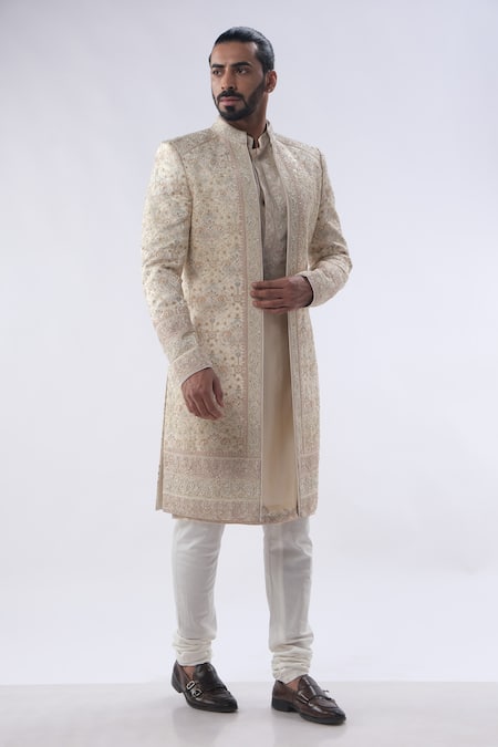 Kommal Sood Cutdana Moti Embroidered Sherwani Churidar Set