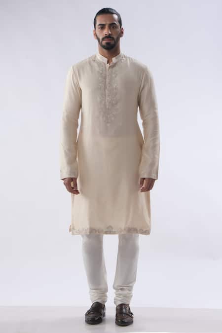 Kommal Sood Flower Embroidered Placket Kurta With Churidar