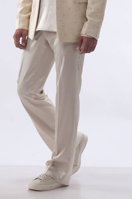 Shop_Kommal Sood_Gold Velvet And Satin Honeycomb Pattern Tuxedo Jacket Trouser Set  