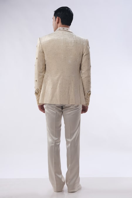 Kommal Sood Hand Embroidered Collar Tuxedo Jacket Trouser Set 