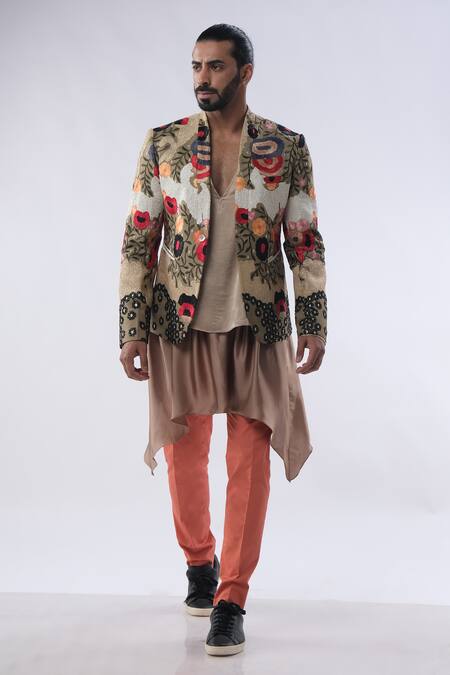 Kommal Sood Green Organza Satin And Cotton Embroidery Floral Bloom Jacket Trouser Set at Aza Fashions Kommal Sood_Green Organza Satin And Cotton Embroidery Floral Bloom Jacket Trouser Set _at_Aza_Fashions