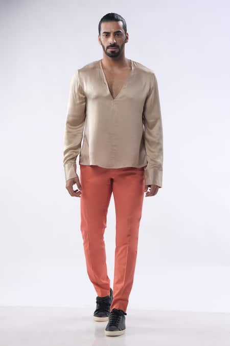 Kommal Sood Plain Shirt With Contrast Trouser 