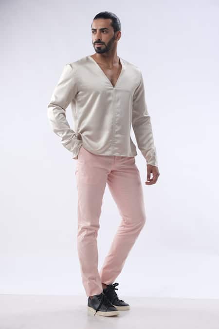 Buy_Kommal Sood_Green Organza Satin And Cotton Embroidery Contrast Jacket Trouser Set  _Online_at_Aza_Fashions