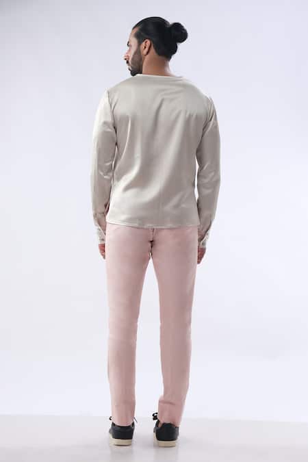 Kommal Sood Plain Satin Shirt With Trouser 