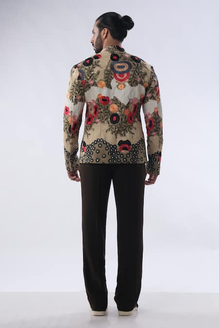 Kommal Sood Abstract Floral Embroidered Bomber Jacket Trouser Set 