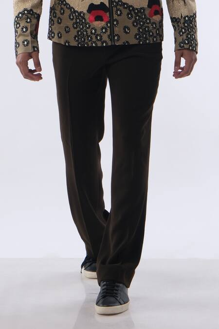 Buy_Kommal Sood_Green Organza Satin And Kupro Abstract Bomber Jacket Trouser Set  