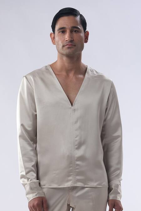 Kommal Sood_Brown Cotton Silk And Satin Embroidery Geometric Jacket Trouser Set  _Online_at_Aza_Fashions