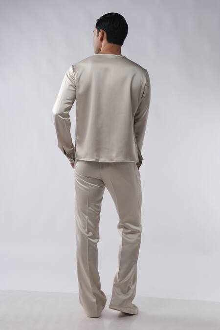 Kommal Sood Full Sleeve Satin Shirt With Trouser 